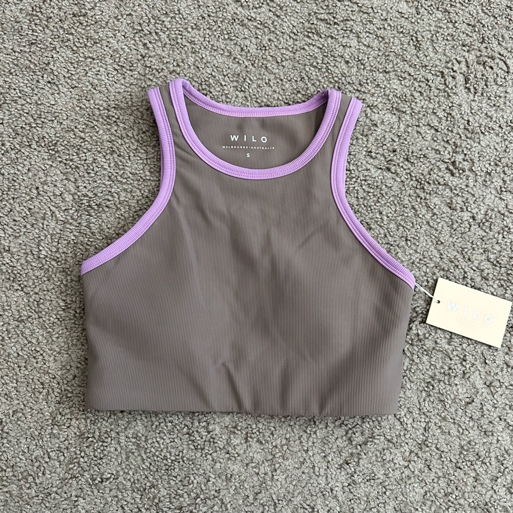 Wilo the Label Color Block Racer Sports Bra Mauve Womens Size S